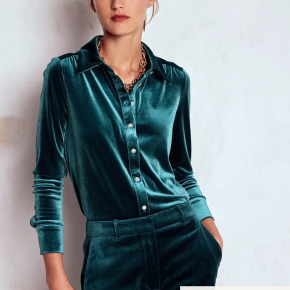 Boden Jewel Button Velvet Shirt, Size 6, NWOT - Picture 5 of 15
